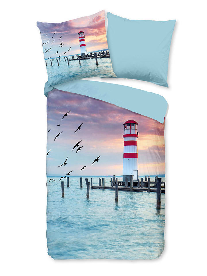 Pure Komplet pościeli "Lighhouse" ze wzorem z mikrofibry rozmiar: 240x220 cm