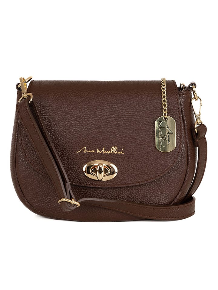 Anna Morellini Skórzana torebka "Iseppa" w kolorze ciemnobrązowym - 24 x 21 x 9 cm rozmiar: onesize