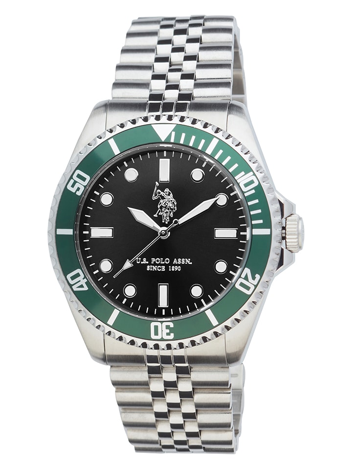 U.S. Polo Assn. Zegarek kwarcowy w kolorze srebrno-zielonym rozmiar: onesize