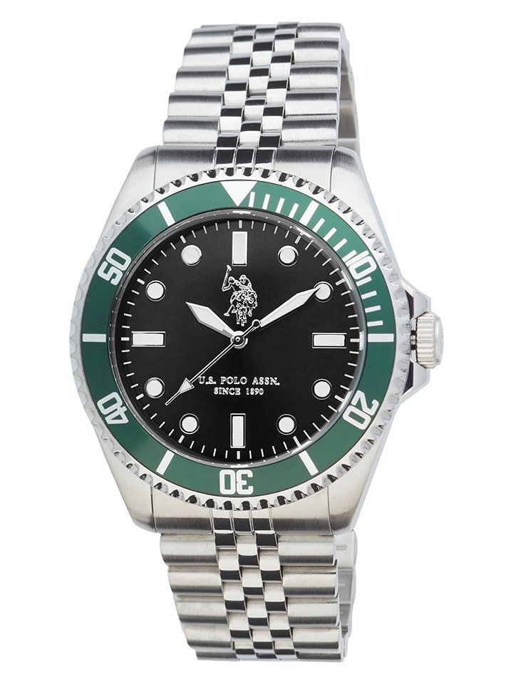 U.S. Polo Assn. Zegarek kwarcowy w kolorze srebrno-zielonym rozmiar: onesize
