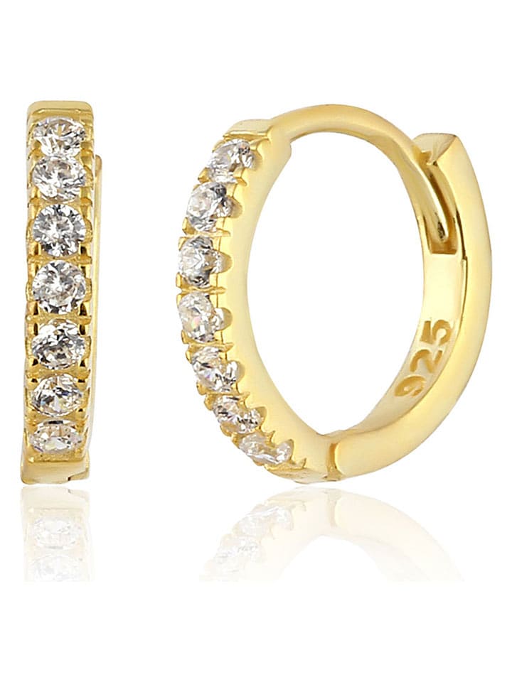 Miu Silver Pozłacane kolczyki-kreole z cyrkoniami rozmiar: onesize