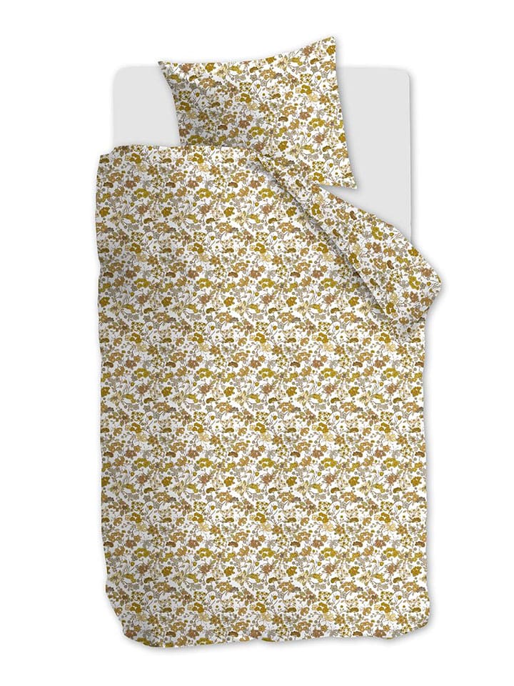 Beddinghouse Komplet pościeli "Tess" w kolorze musztardowo-białym z kory rozmiar: 200x200/220 cm