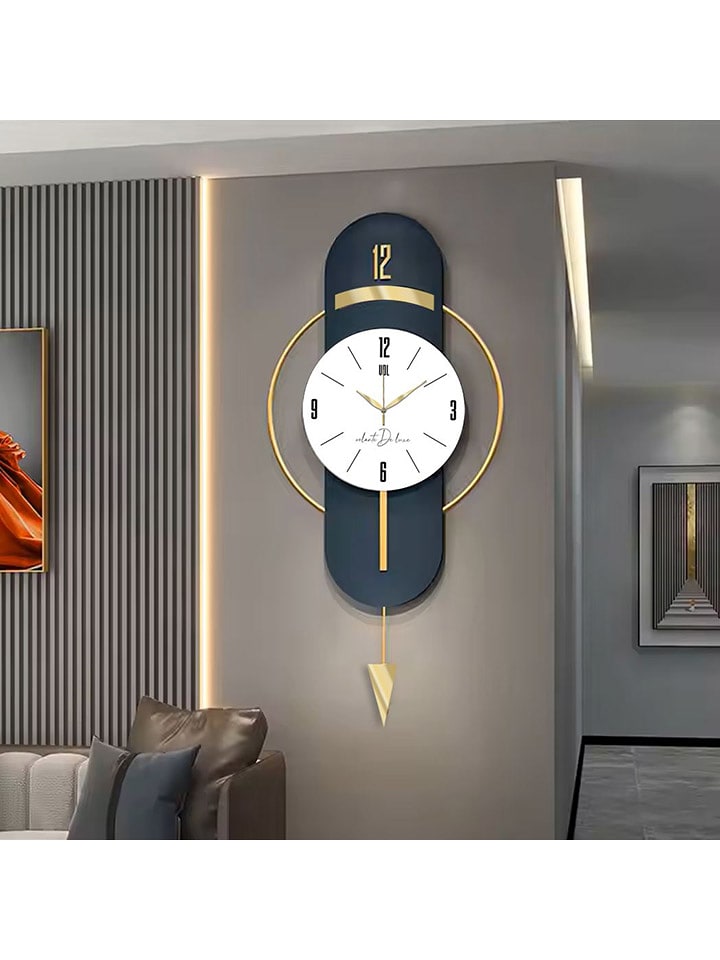ABERTO DESIGN Zegar ścienny w kolorze złoto-granatowym - 40 x 80 cm rozmiar: onesize