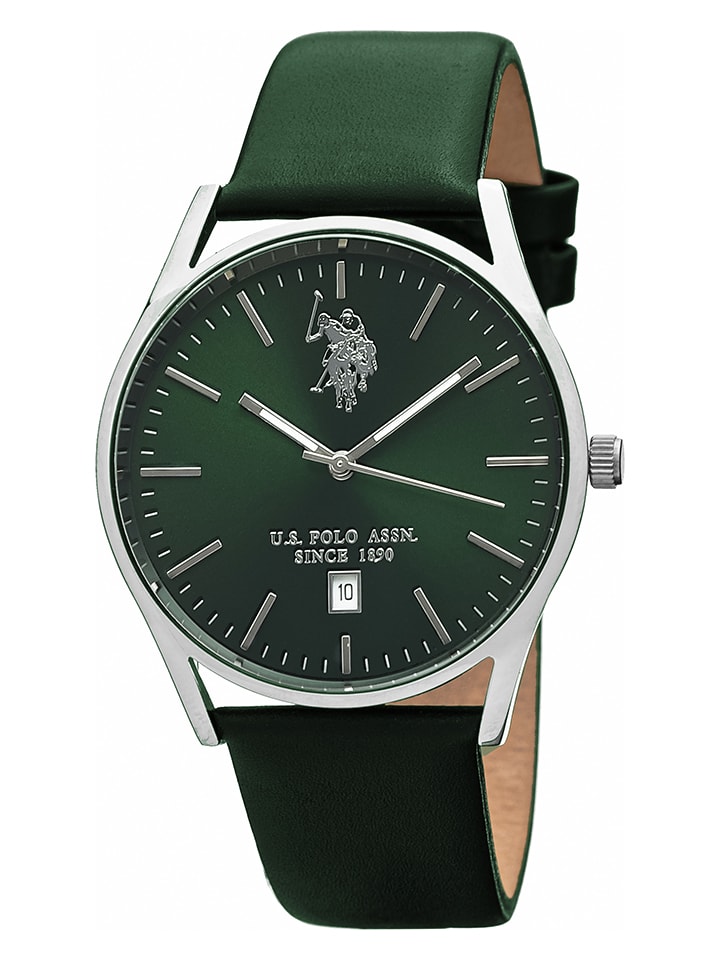 U.S. Polo Assn. Zegarek kwarcowy w kolorze srebrno-zielonym rozmiar: onesize