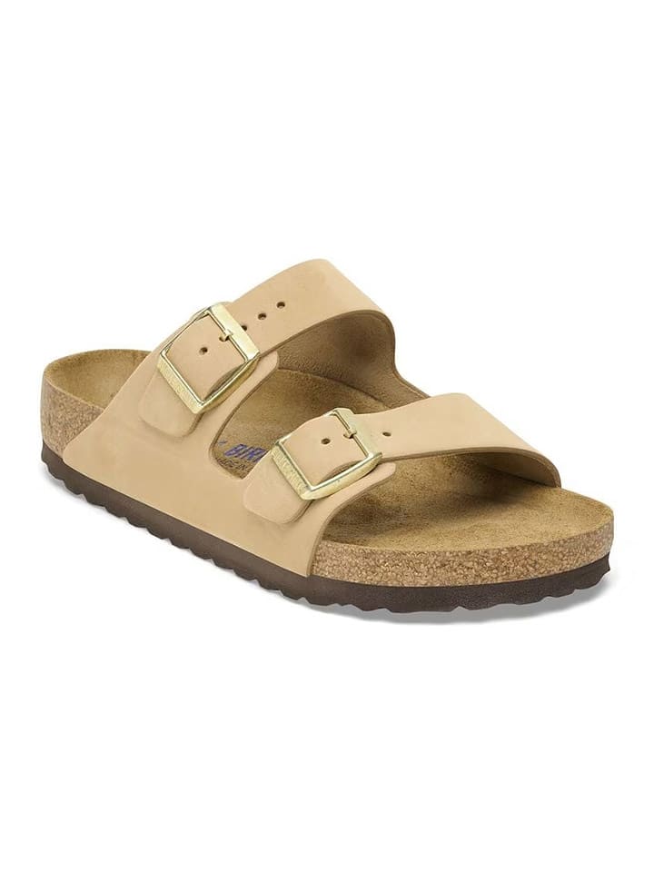 Birkenstock Skórzane klapki "Arizona" w kolorze beżowym rozmiar: 37