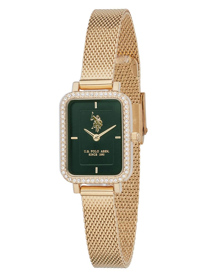 U.S. Polo Assn. Zegarek kwarcowy w kolorze złoto-ciemnozielonym rozmiar: onesize