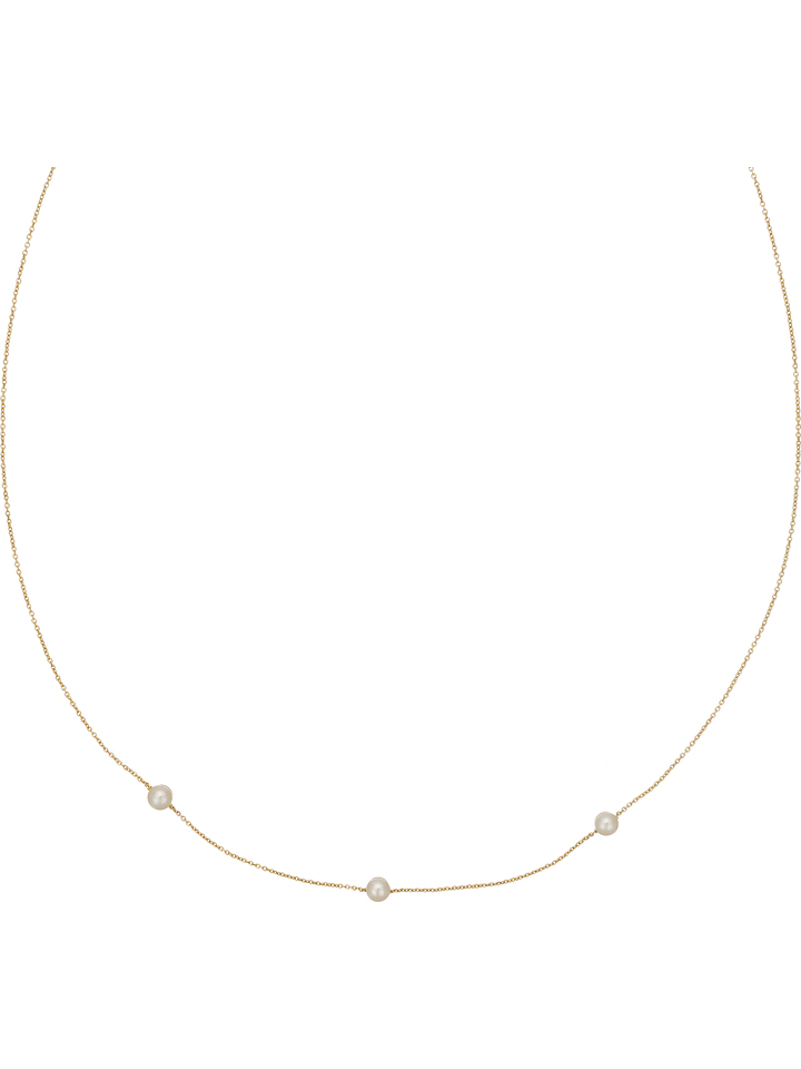 OR ÉCLAT Złoty naszyjnik "Mes perles" z perłami - dł. 42 cm rozmiar: onesize