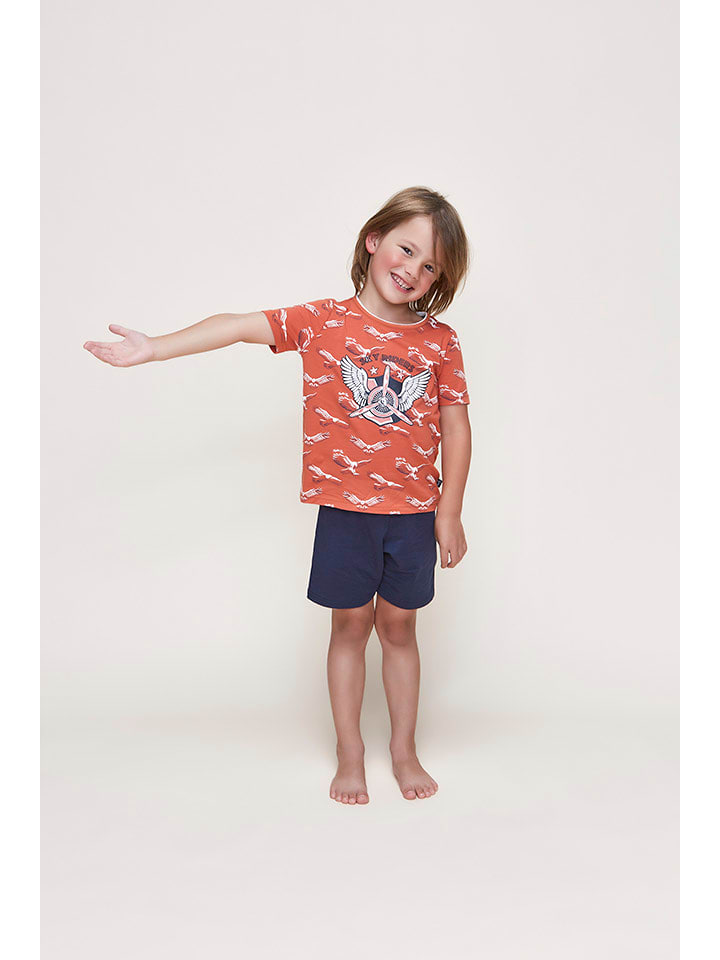 Charlie Choe Piżama "Wild flight" w kolorze granatowo-pomarańczowym rozmiar: 74/80