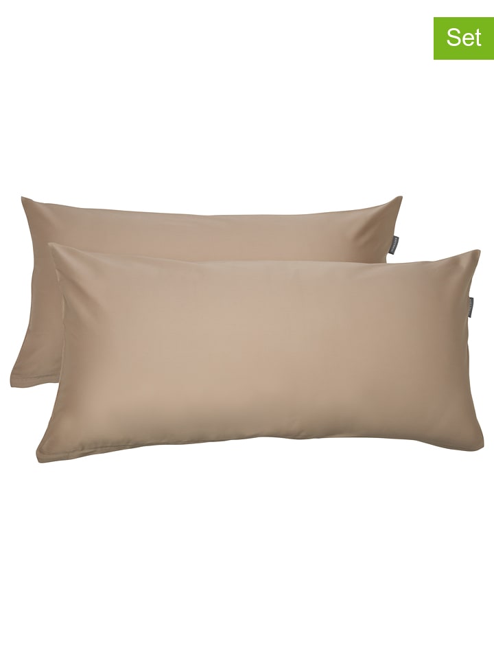 Schiesser Satynowe poszewki (2 szt.) "Ella" w kolorze beżowym na poduszkę rozmiar: 40x80 cm