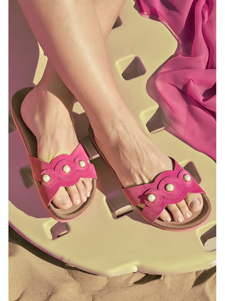 BABUNKERS Family Skórzane klapki w kolorze różowym rozmiar: 36