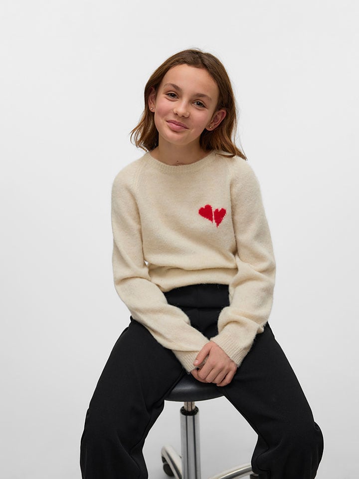 Vero Moda Girl Sweter "Bam" w kolorze czerwono-kremowym rozmiar: 134/140