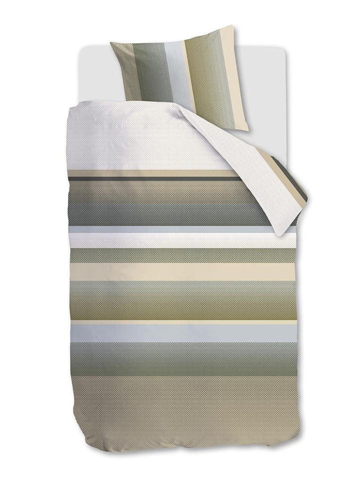 Beddinghouse Komplet pościeli satynowej "Rhys" w kolorze beżowo-szaro-zielonym rozmiar: 260x200/220 cm