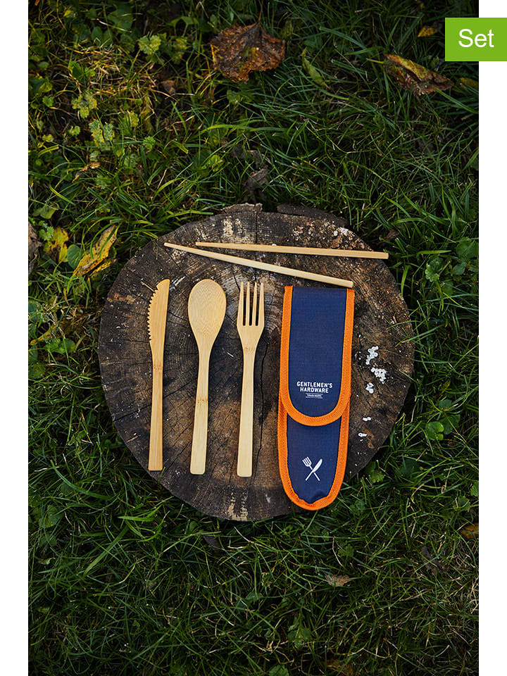 Gentlemen's Hardware 6-częściowy zestaw sztućców turystycznych "Travel Bamboo" w kolorze beżowym rozmiar: onesize