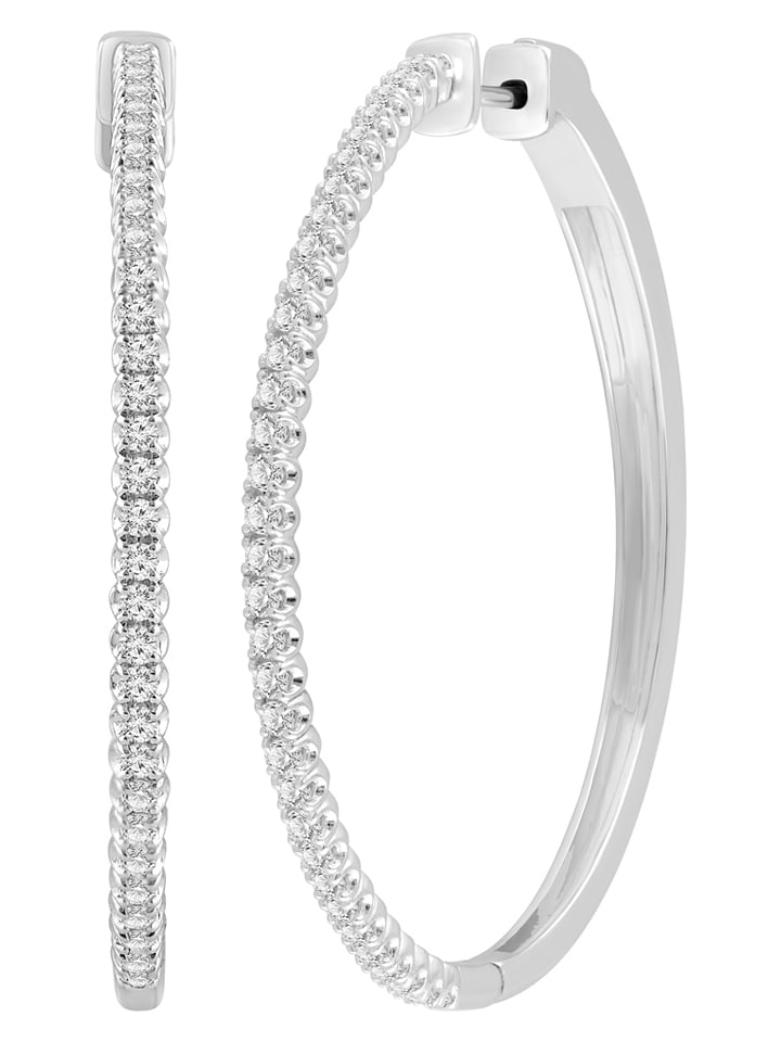 Diamonds lab grown Złote kolczyki-kreole z diamentami rozmiar: onesize