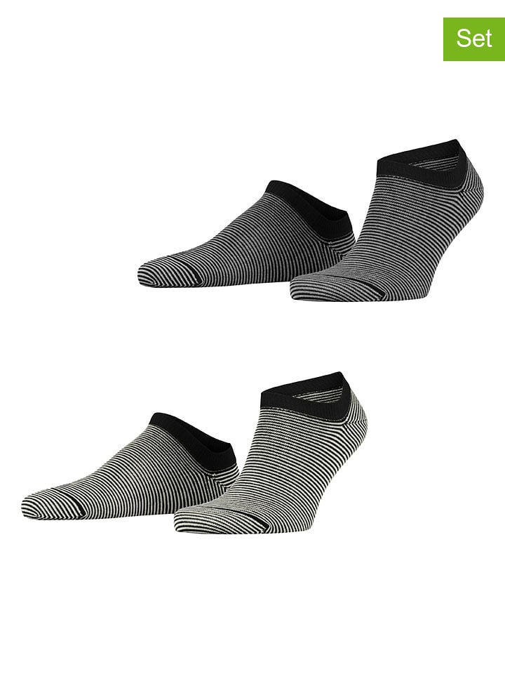 ESPRIT Skarpety (2 pary) "Allover Stripe" w kolorze czarnym rozmiar: 43-46