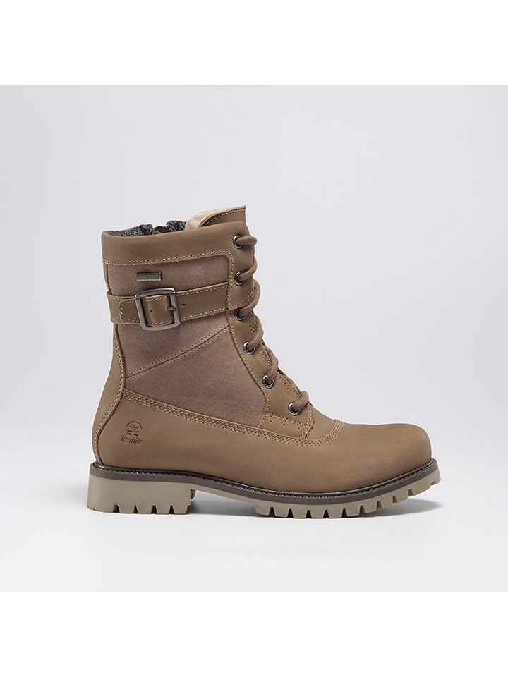 Kamik Skórzane kozaki zimowe "Roguemid" w kolorze jasnobrązowym rozmiar: 41,5