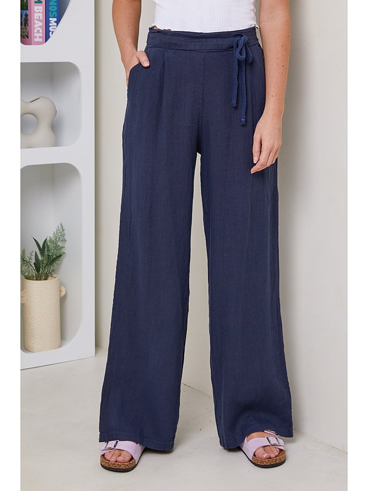 Rodier Lin Lniane spodnie w kolorze granatowym rozmiar: L/XL