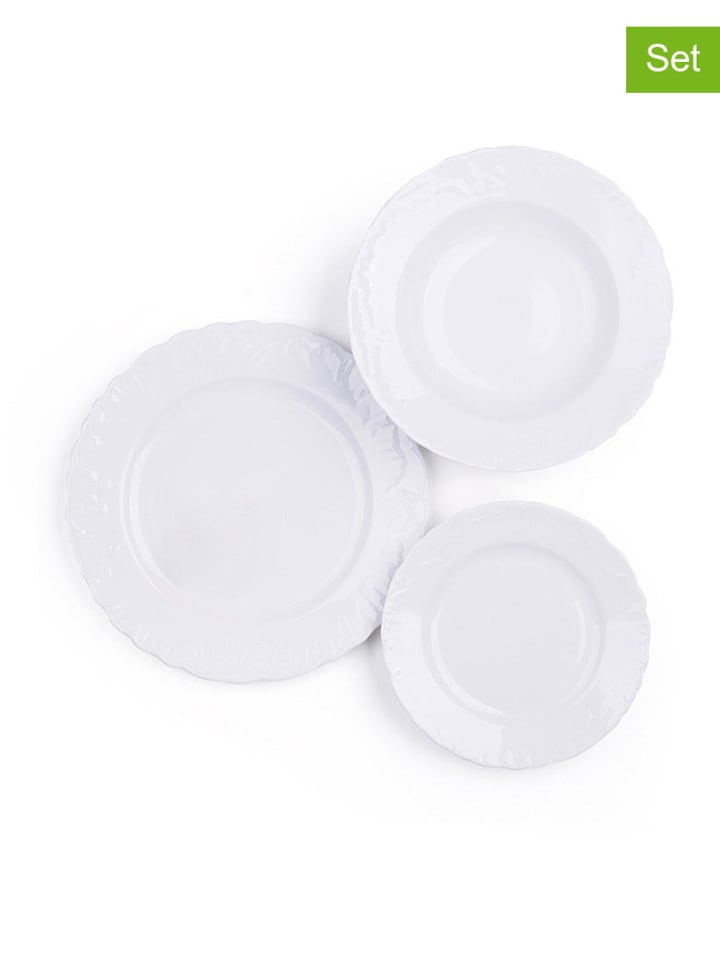 Trendy Kitchen by EXCÉLSA 18-częściowy zestaw talerzy "Elisa Rococo" w kolorze białym rozmiar: onesize