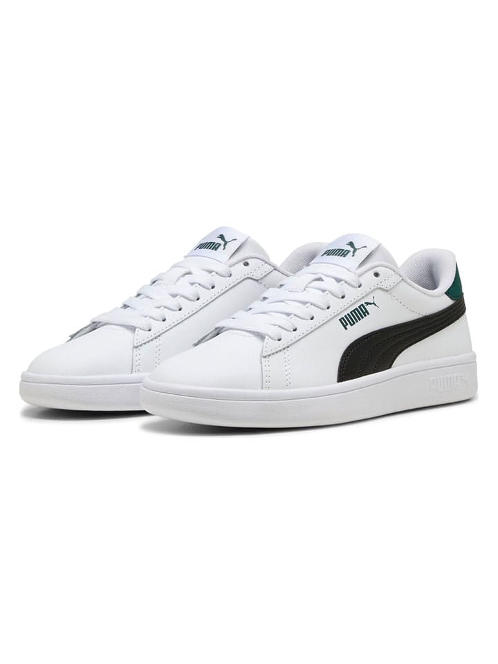 Puma Skórzane sneakersy "Puma Smash 3.0 L" w kolorze biało-czarno-zielonym rozmiar: 37,5