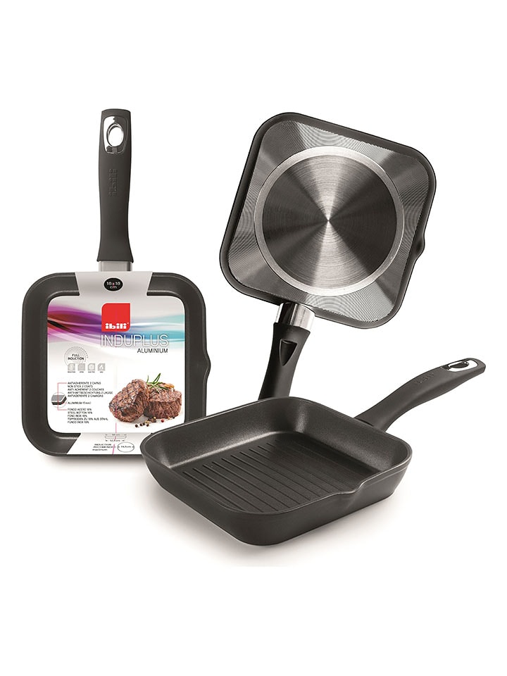 Ibili Patelnia grillowa "New Induplus" w kolorze czarnym - 18 x 18 cm rozmiar: onesize