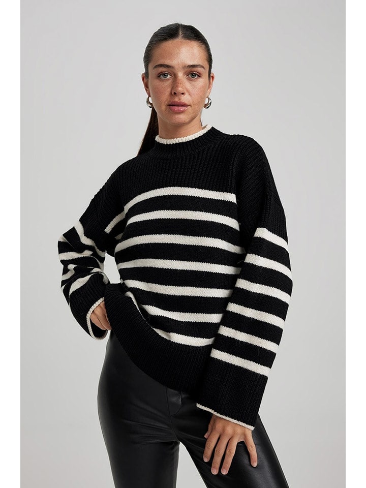 DeFacto Sweter w kolorze czarno-białym rozmiar: L