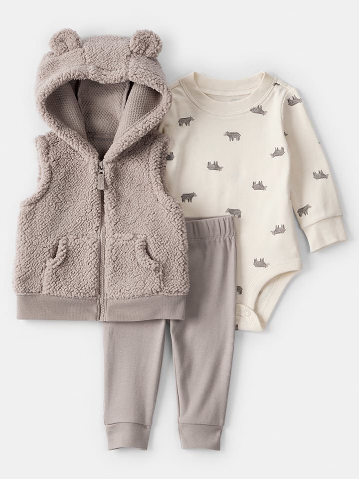 carter's 3-częściowy zestaw w kolorze jasnobrązowo-kremowym rozmiar: 80