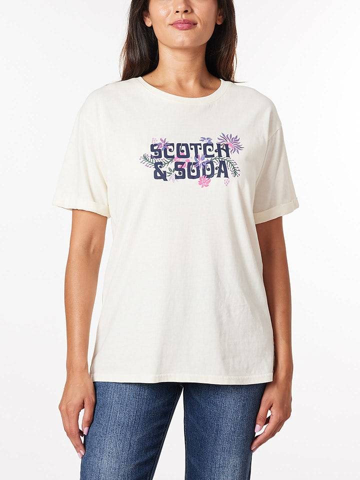 Scotch & Soda Koszulka w kolorze kremowym rozmiar: L