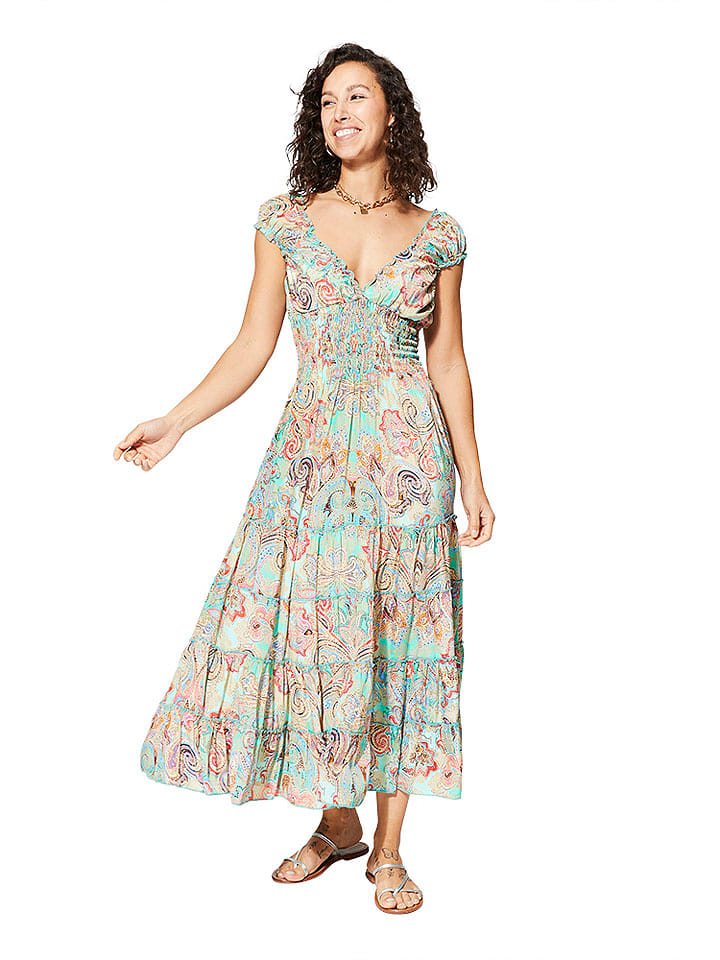 Aller Simplement Sukienka w kolorze beżowo-turkusowym rozmiar: 38/40