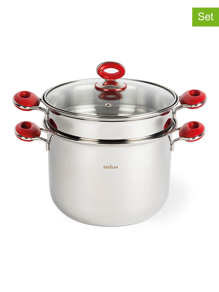 Trendy Kitchen by EXCÉLSA 3-częściowy zestaw "Color up" do gotowania na parze - 6 l rozmiar: onesize