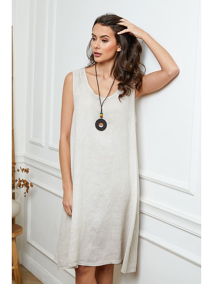 Fleur de Lin Lniana sukienka "Hemar" w kolorze beżowym rozmiar: XL