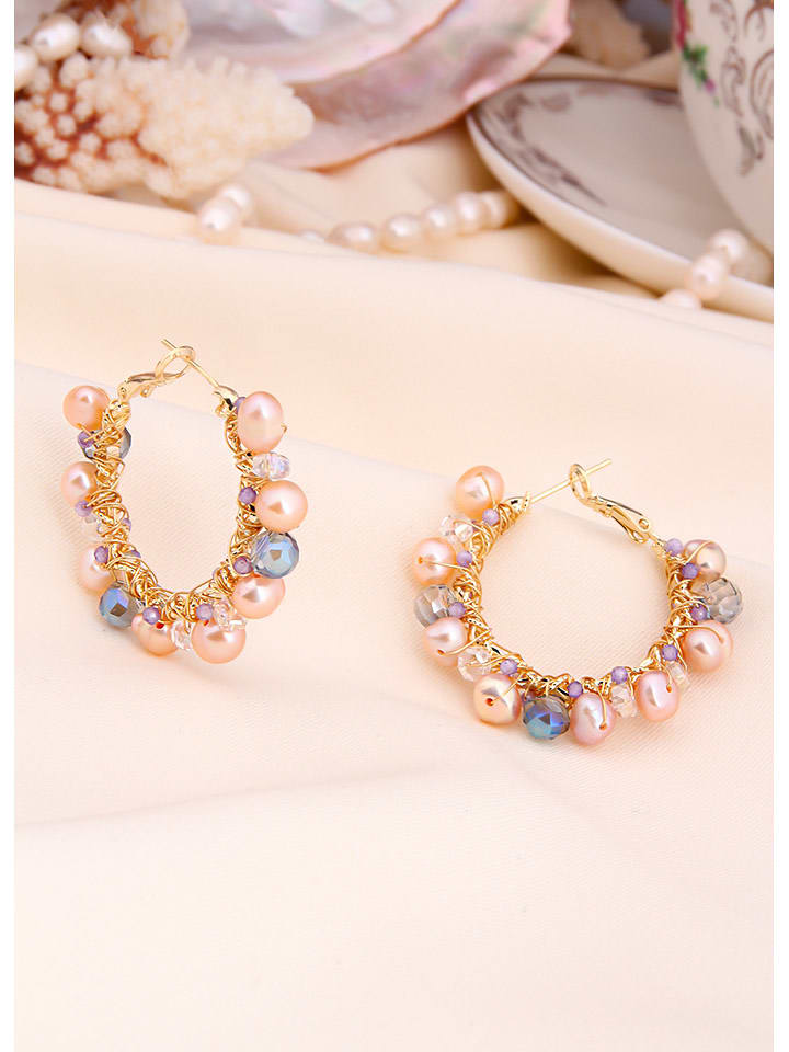 L'Atelier de Gaia Pozłacane kolczyki-kreole z perłami rozmiar: onesize