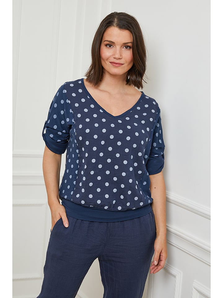 Curvy Lady Lniana bluzka w kolorze granatowym rozmiar: 48/50