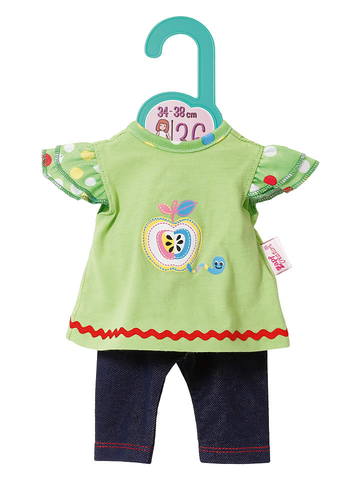 Dolly Moda Ubranko "Dolly Moda Dress + Leggings" w kolorze zielonym dla lalek - 12 m+ rozmiar: onesize