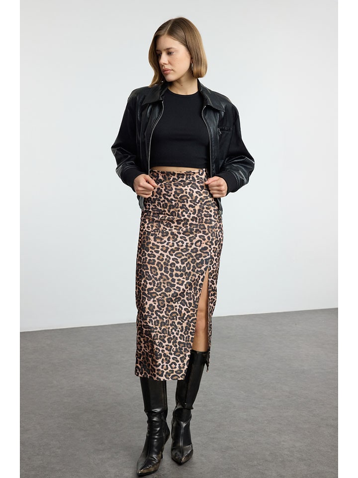 trendyol Spódnica w kolorze beżowo-czarnym rozmiar: XS