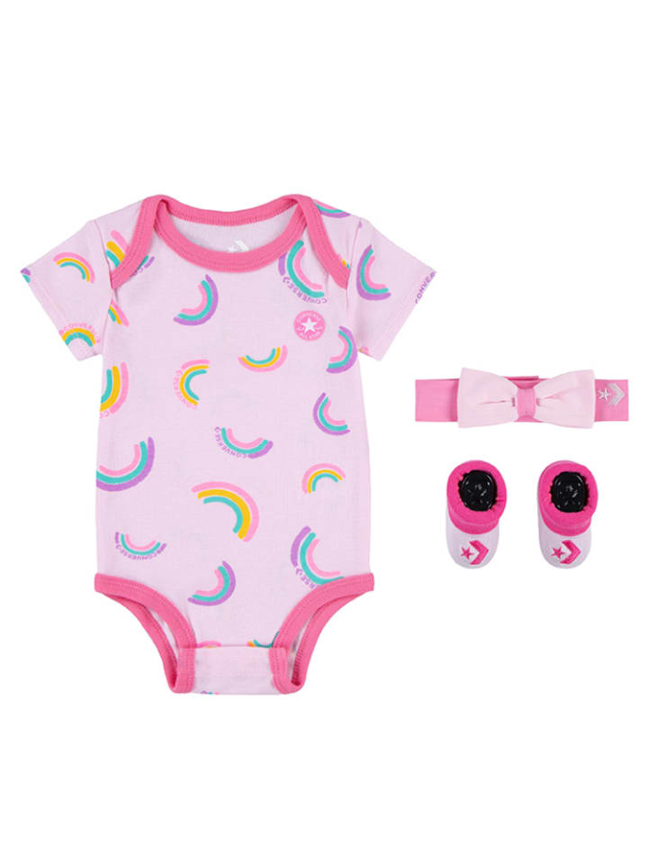 Converse 3-częściowy zestaw w kolorze jasnoróżowo-różowym rozmiar: 68-80