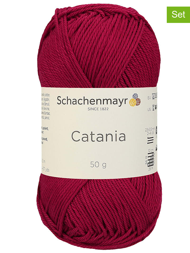 Schachenmayr since 1822 Przędza bawełniana (10 szt.) "Catania" w kolorze bordowym - 10 x 50 g rozmiar: onesize