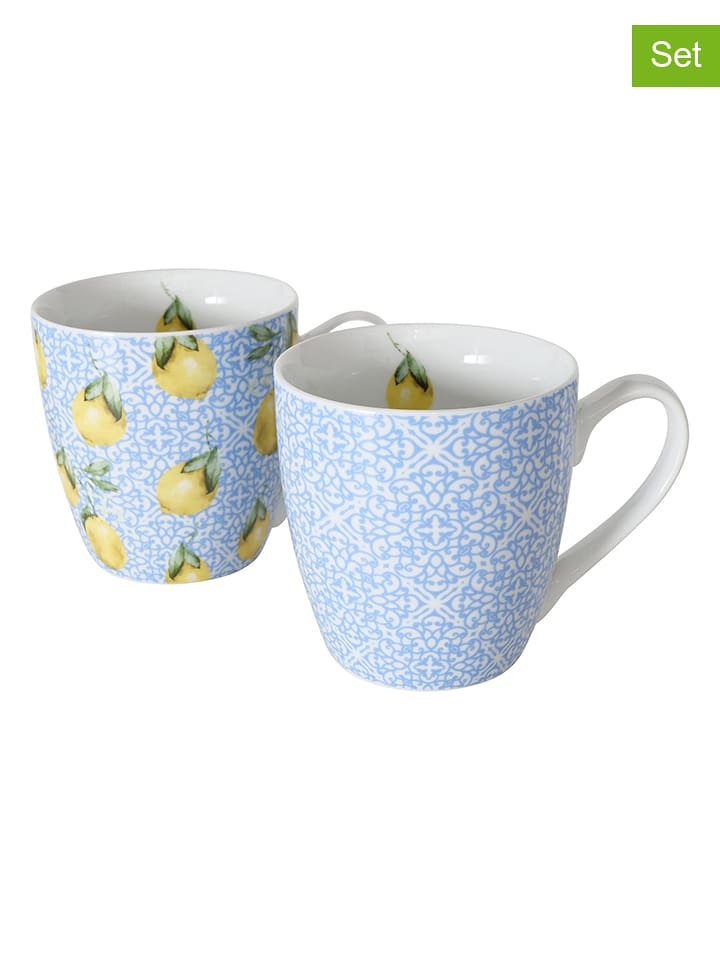 Boltze Kubki jumbo (2 szt.) "Capri" w kolorze niebiesko-żółtym - 480 ml rozmiar: onesize