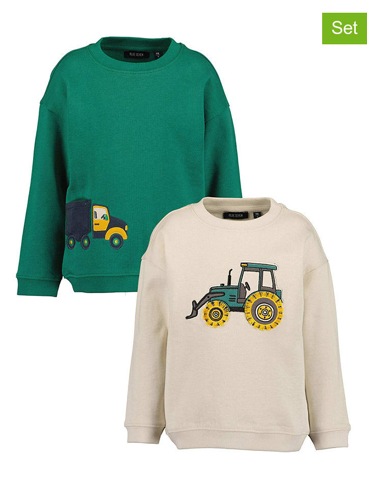Blue Seven Bluzy (2 szt.) w kolorze beżowo-zielonym rozmiar: 116