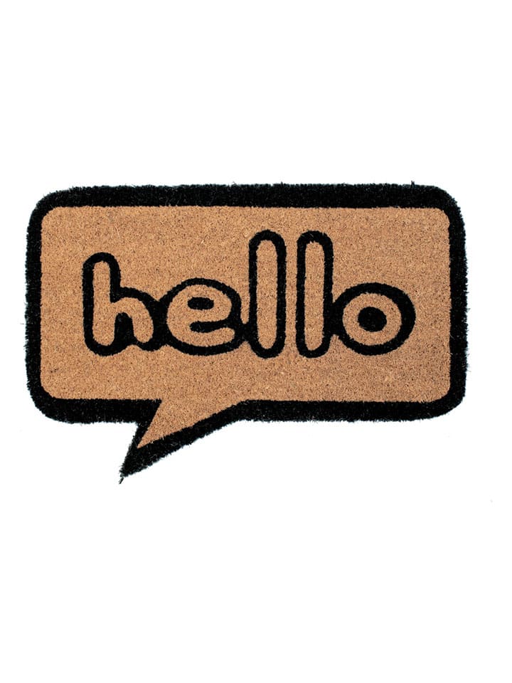 Bizzotto Wycieraczka "Hello" w kolorze jasnobrązowo-czarnym z włókna kokosowego - 60 x 40 cm rozmiar: onesize