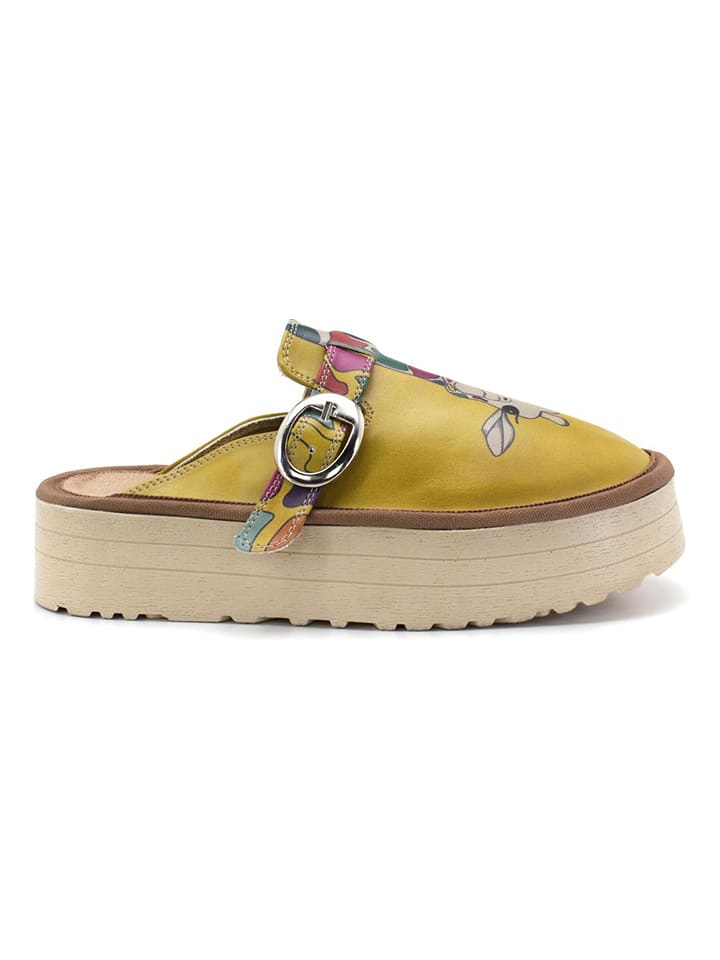 Calceo Chodaki w kolorze żółtym ze wzorem rozmiar: 40