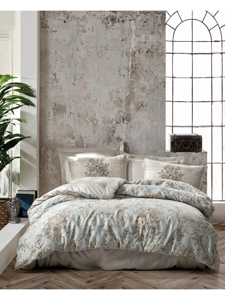 Elizabed Komplet pościeli satynowej "Terry" w kolorze błękitno-szarym rozmiar: 135x200 cm