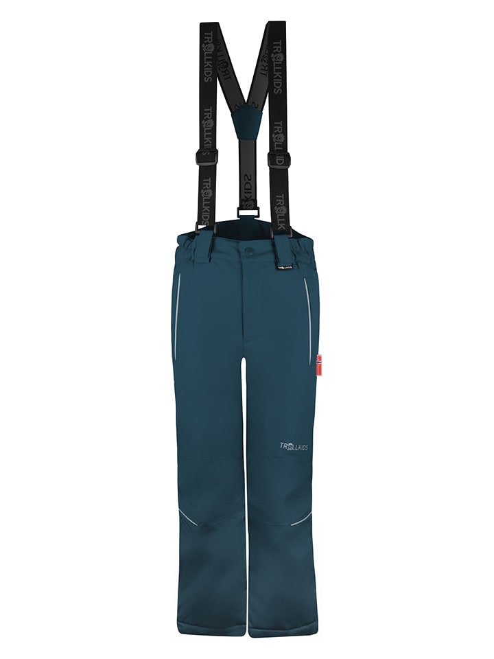 Trollkids Spodnie narciarskie "Holmenkollen" - Slim fit - w kolorze morskim rozmiar: 176