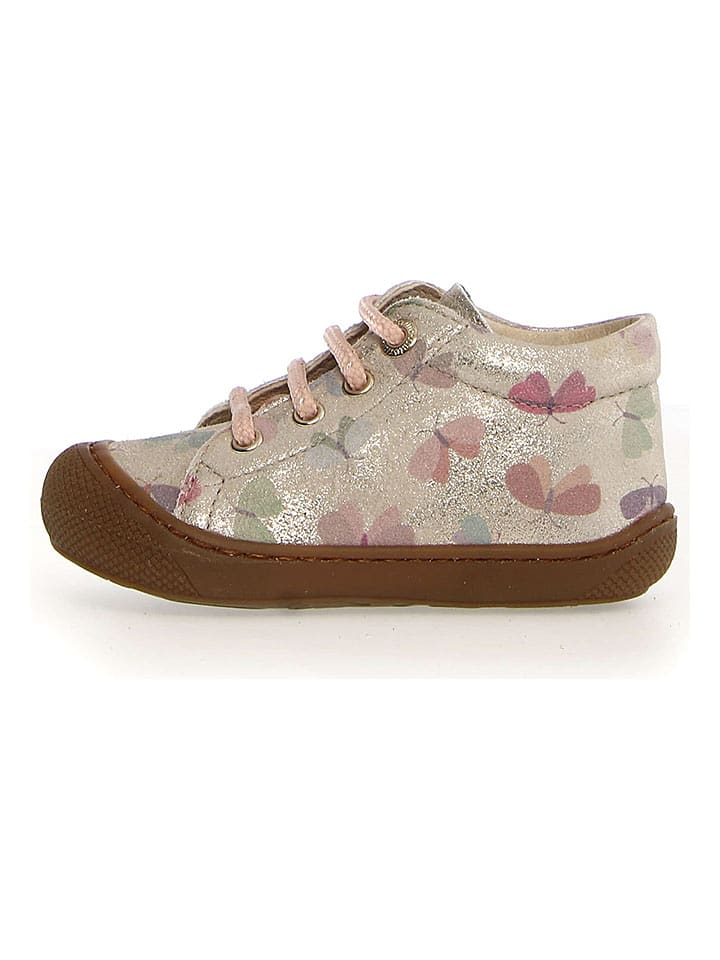 Naturino Skórzane buty "Cocoon" w kolorze srebrnym ze wzorem do nauki chodzenia rozmiar: 22