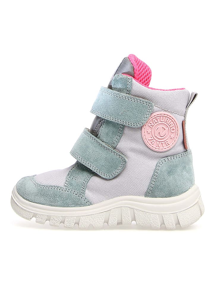 Naturino Botki zimowe "Geminae" w kolorze miętowo-szaro-różowym rozmiar: 34