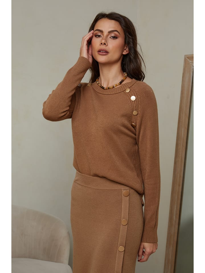 Joséfine Sweter "God" w kolorze jasnobrązowym rozmiar: XL