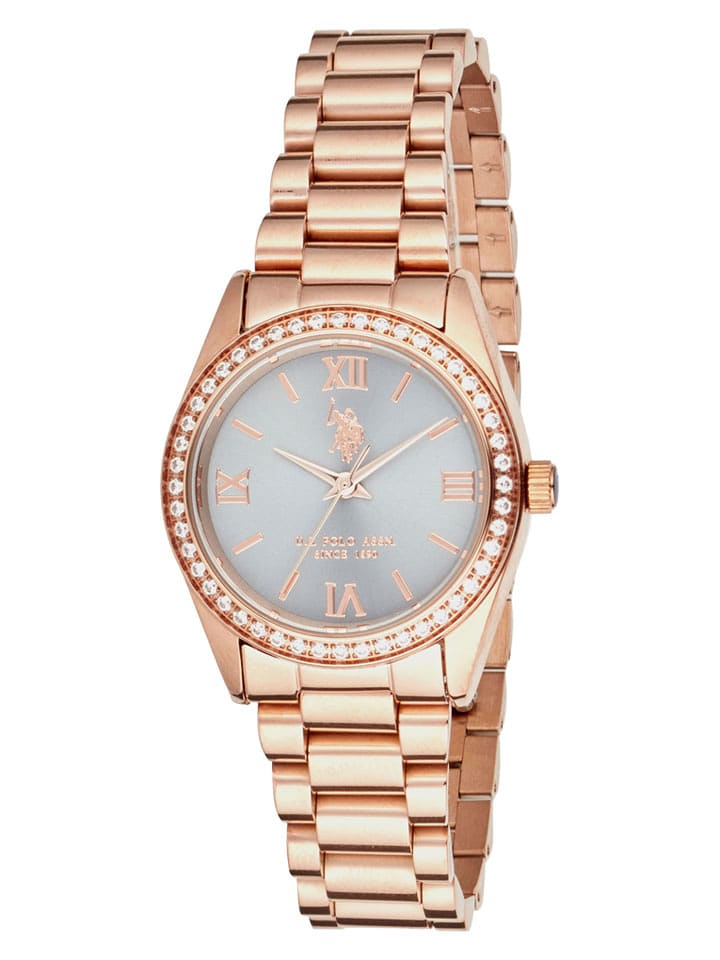 U.S. Polo Assn. Zegarek kwarcowy w kolorze różowozłoto-szarym rozmiar: onesize