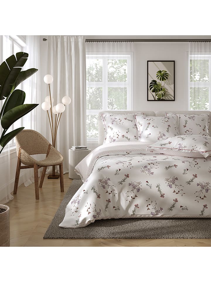 Passion dElly Komplet pościeli perkalowej "Millie" w kolorze biało-jasnoróżowym rozmiar: 220x240 cm