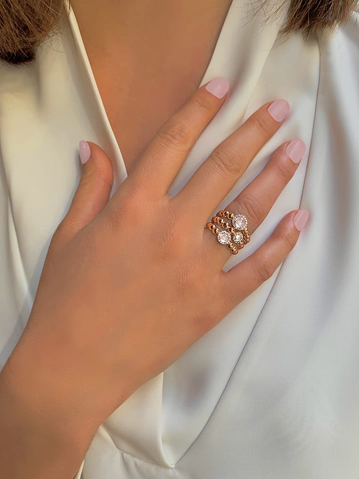 Les Petites Précieuses Pozłacany pierścionek z kwarcem rozmiar: 50