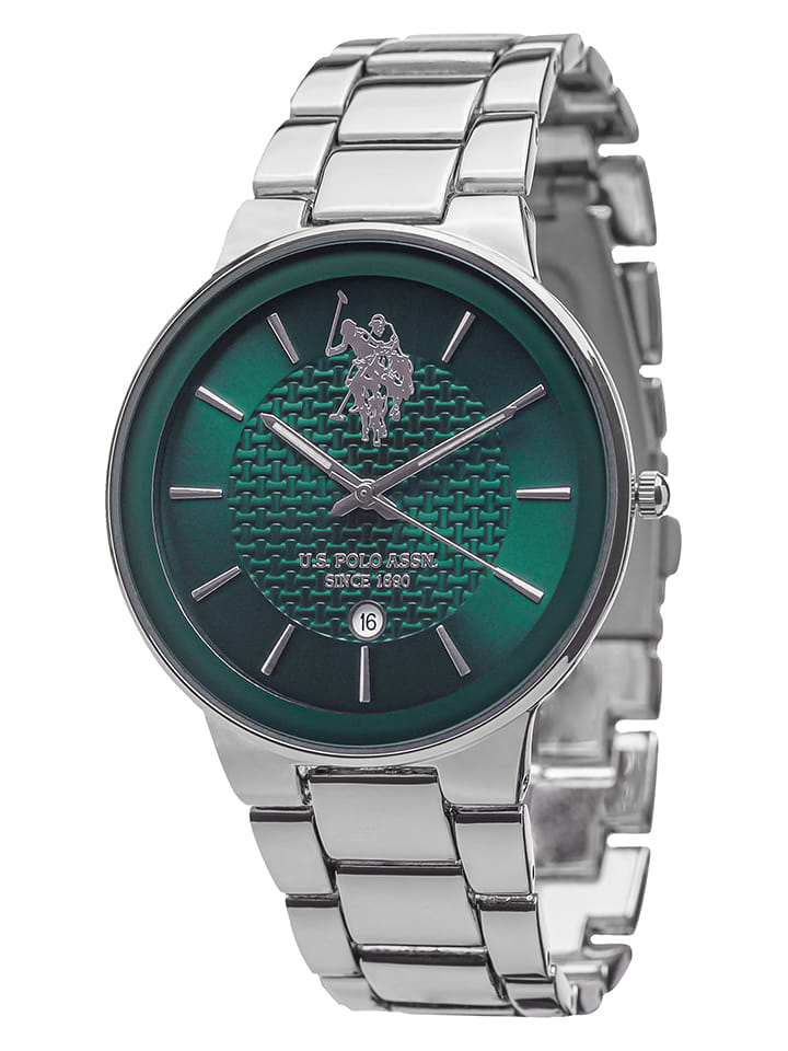U.S. Polo Assn. Zegarek kwarcowy w kolorze srebrno-zielonym rozmiar: onesize