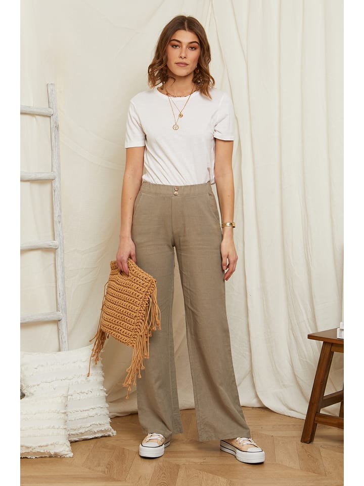 Rodier Lin Lniane spodnie w kolorze szarobrązowym rozmiar: S/M